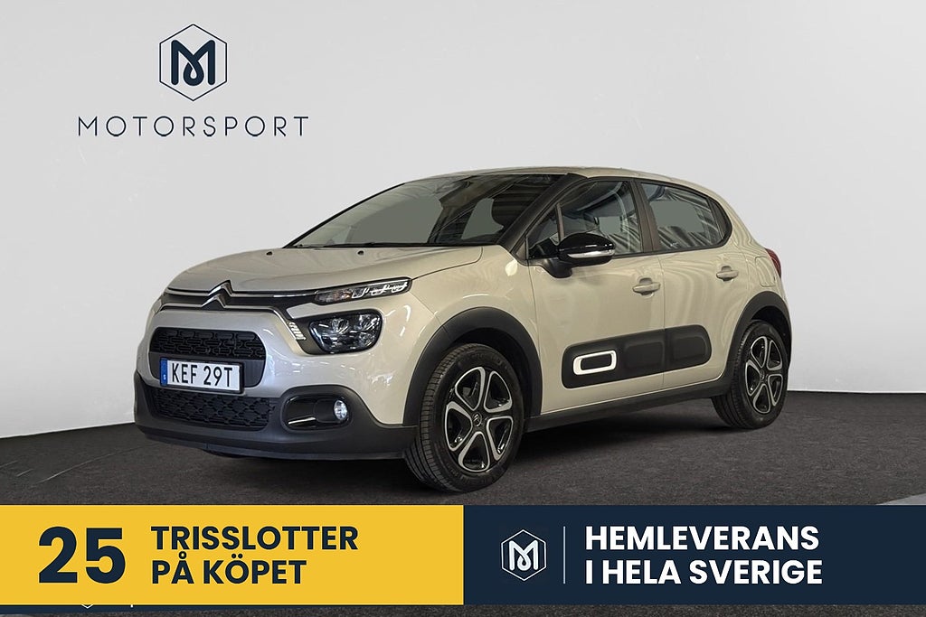 Citroen C3 1.2 PT 83hk Dragkrok Apple Carplay Farthållare Låga mil